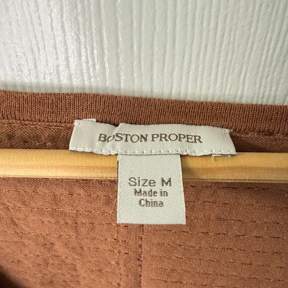 Boston Proper Allover Sequin Sweater Copper V-Neck 3/4 Sleeve Size M Party Top - Picture 3 of 5